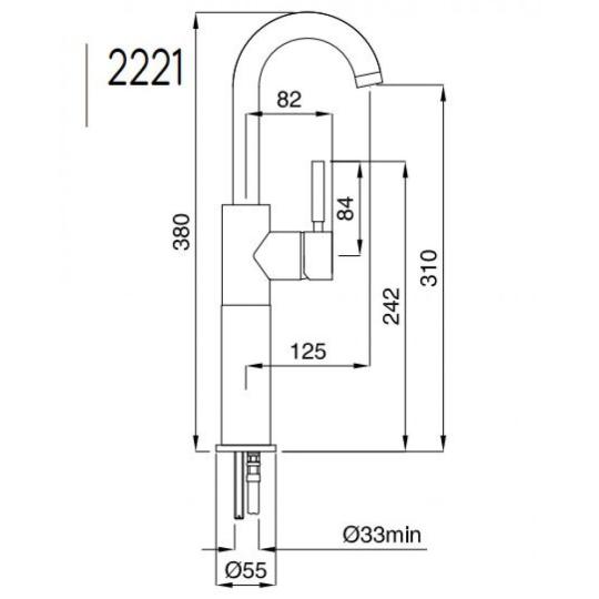 bugnatese kobuk 2221 magas mosdo furdo furdoszoba konyha matt fekete feher nikkel mosogato csaptelep krom csap modern design minimal konyhabutor.JPG